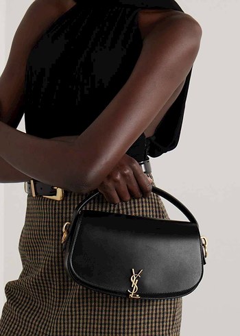 Yves Saint Laurent Bordo Parlak Deri Kadın Omuz Çantası