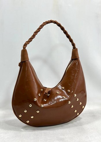 Kahverengi Deri Nakışlı Kadın Omuz Çantası - Görsel 5