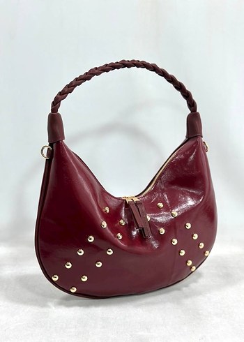 Kahverengi Deri Nakışlı Kadın Omuz Çantası - Görsel 2