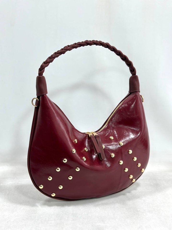 Kahverengi Deri Nakışlı Kadın Omuz Çantası - Görsel 2