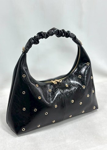 Boncuk İşlemeli Parlak Deri Kadın Çanta - Görsel 3