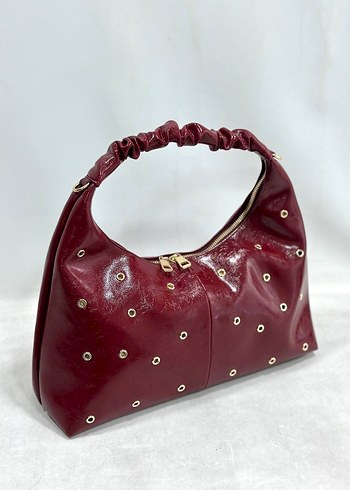 Boncuk İşlemeli Parlak Deri Kadın Çanta - Görsel 2