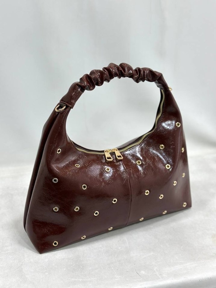 Boncuk İşlemeli Parlak Deri Kadın Çanta - Görsel 4
