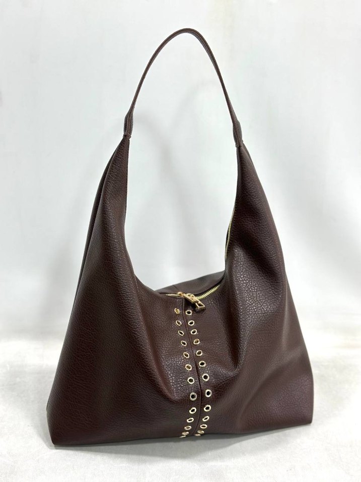 Deri İşlemeli Fermuarlı Kadın Çanta - Görsel 4