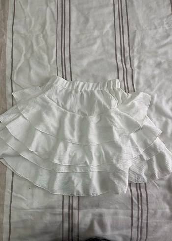 Diğer Kadın Beyaz Mini Etek Volanlı