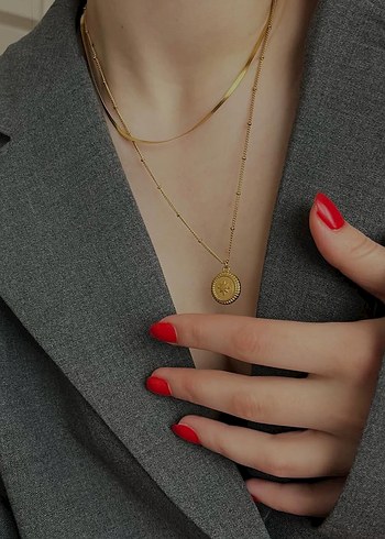 Accessorize Altın Renkli Zincir Detaylı Midi Kadın Kolye