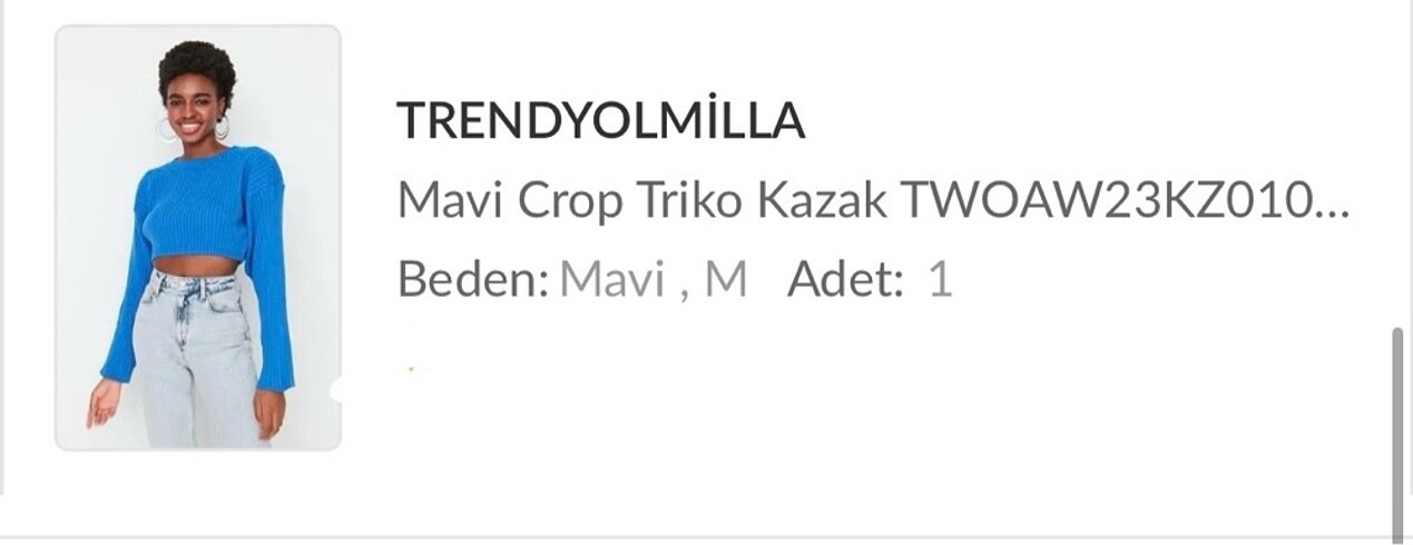 m Beden CROP TRİKO KAZAK