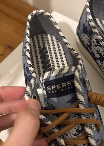 Kadın Mavi Denim Bağcıklı Wedge Spor Ayakkabı Sperry Marka Kumaş - Görsel 2