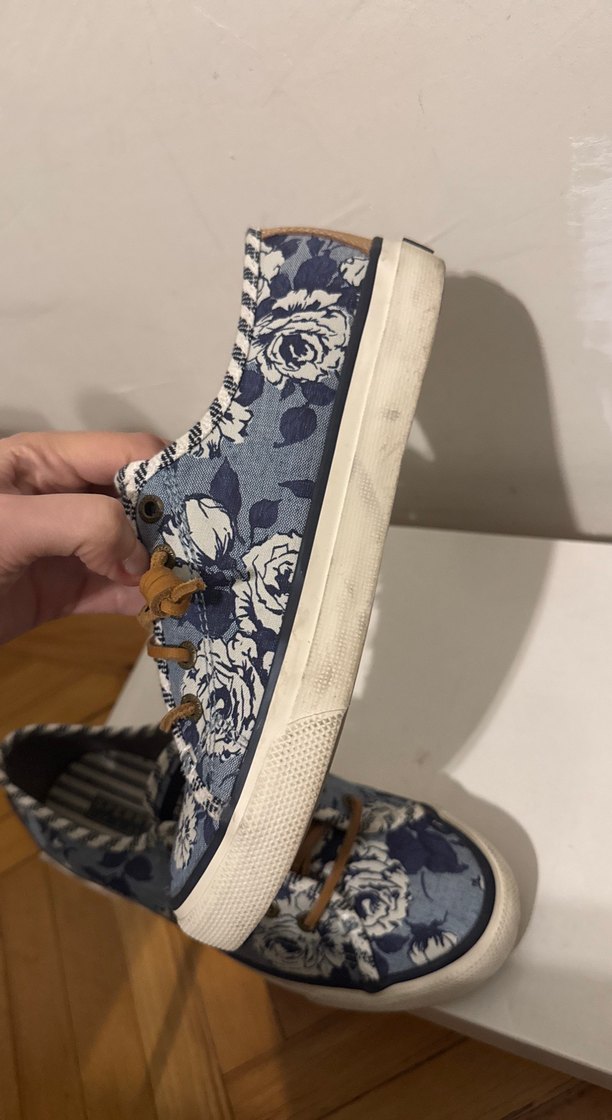Kadın Mavi Denim Bağcıklı Wedge Spor Ayakkabı Sperry Marka Kumaş - Görsel 4