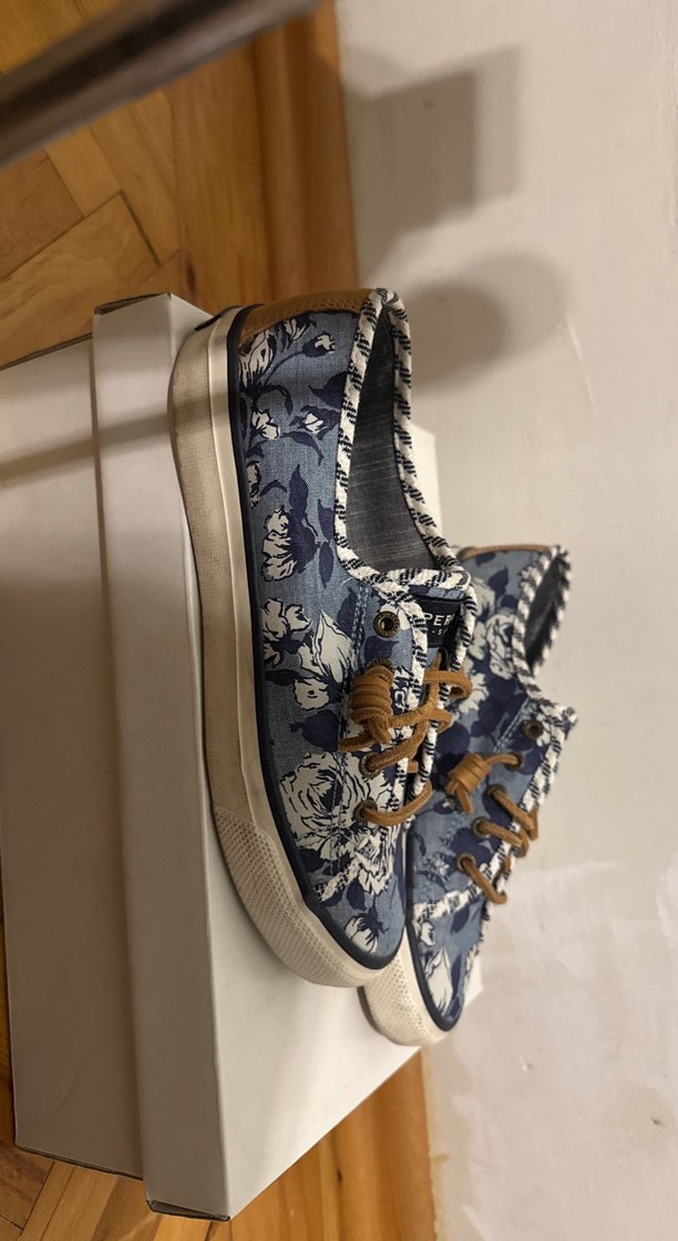 Kadın Mavi Denim Bağcıklı Wedge Spor Ayakkabı Sperry Marka Kumaş - Görsel 3