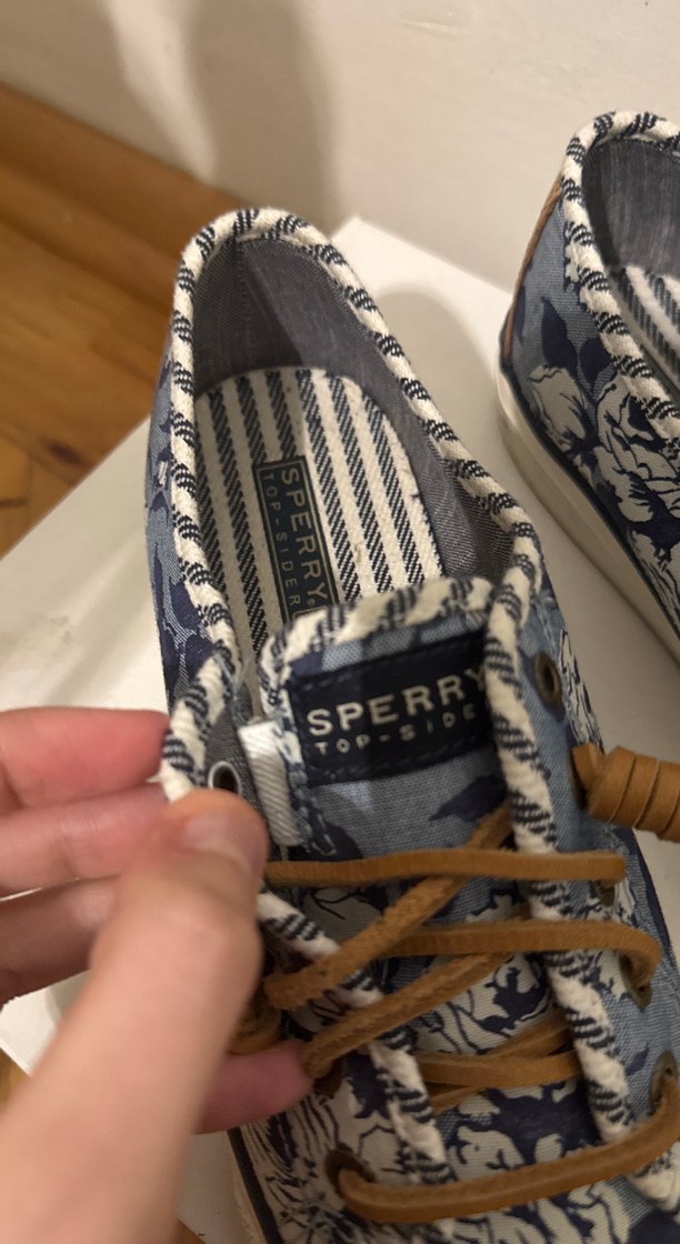 Kadın Mavi Denim Bağcıklı Wedge Spor Ayakkabı Sperry Marka Kumaş - Görsel 2