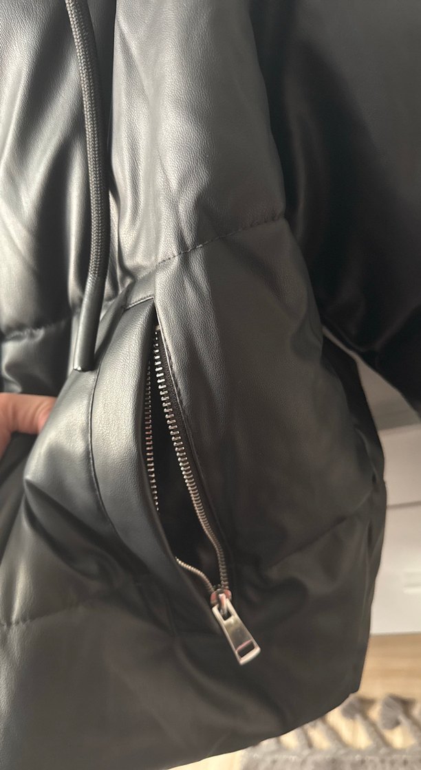 Kadın Siyah Deri Günlük Kısa Mont - Görsel 3