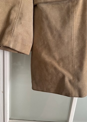 Bej Süet Midi Kadın Ofis Kabanı - Görsel 6