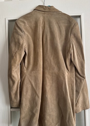 Bej Süet Midi Kadın Ofis Kabanı - Görsel 4