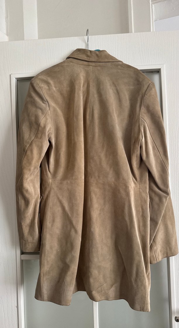 Bej Süet Midi Kadın Ofis Kabanı - Görsel 4