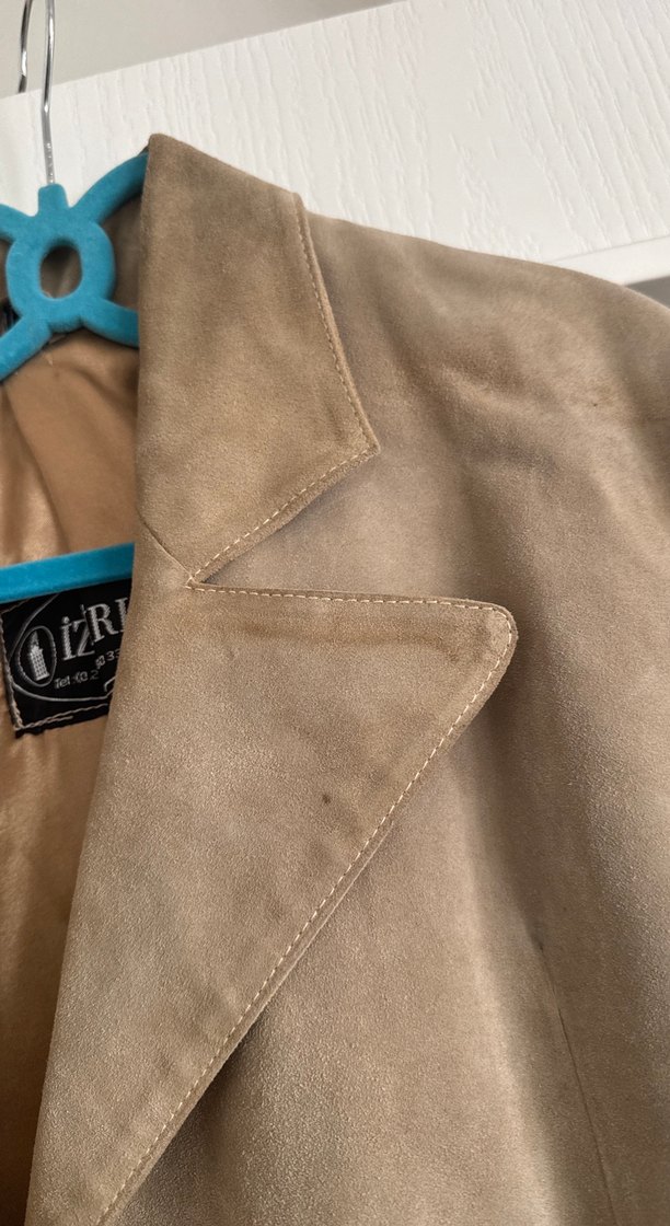 Bej Süet Midi Kadın Ofis Kabanı - Görsel 2