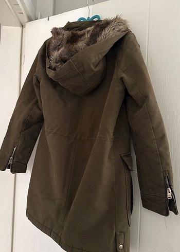 Kürklü Haki Midi Kadın Mont Pull&Bear S - Görsel 7