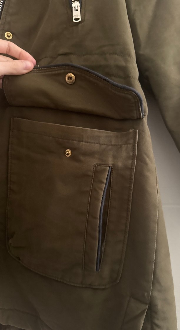 Kürklü Haki Midi Kadın Mont Pull&Bear S - Görsel 4