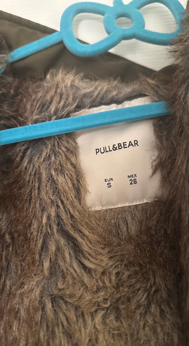 Kürklü Haki Midi Kadın Mont Pull&Bear S - Görsel 2