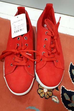 koton kırmızı suet ayakkabi