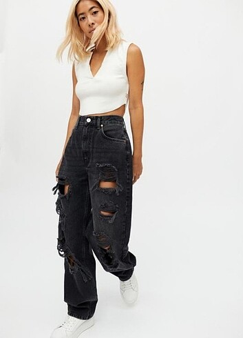 Urban Outfitters high baggy yırtık jean