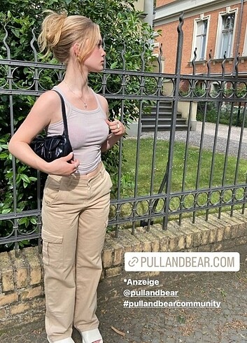 pull and bear kargo pantalon bej ten jean
