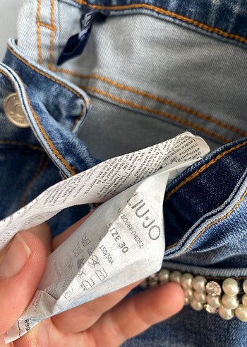 Hobby Life Nakışlı, Tokalı Mavi Kadın Denim Pantolon