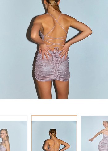 Pembe Straplez Drapeli Mini Elbise - Görsel 4