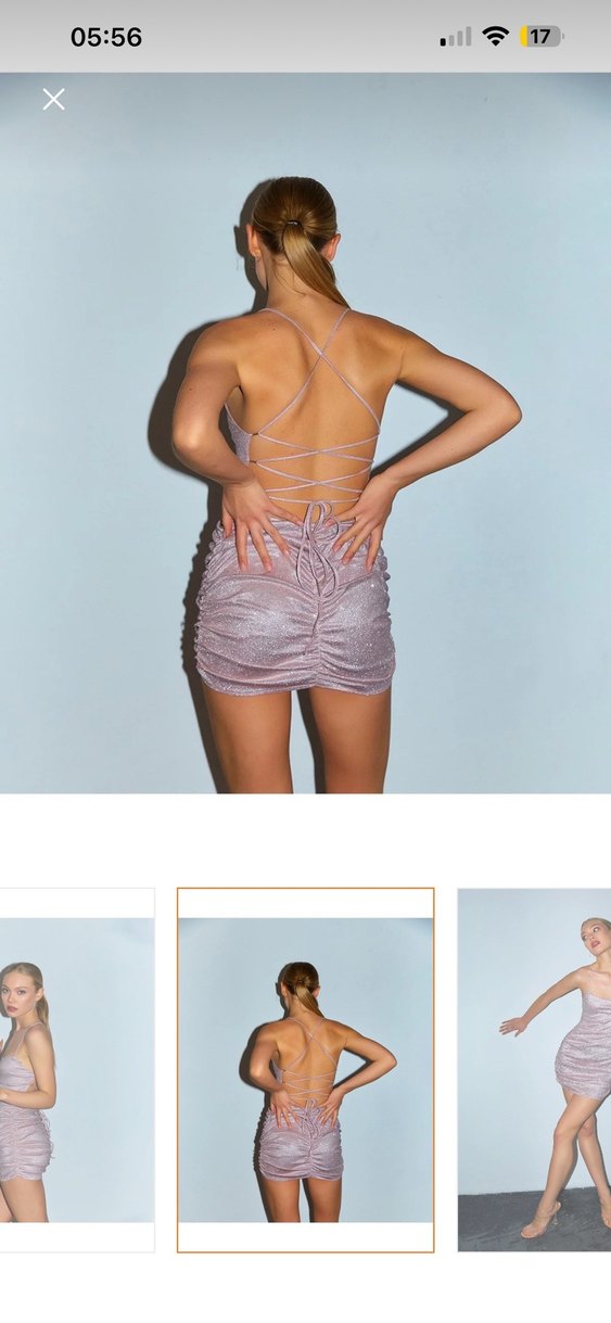 Pembe Straplez Drapeli Mini Elbise - Görsel 4