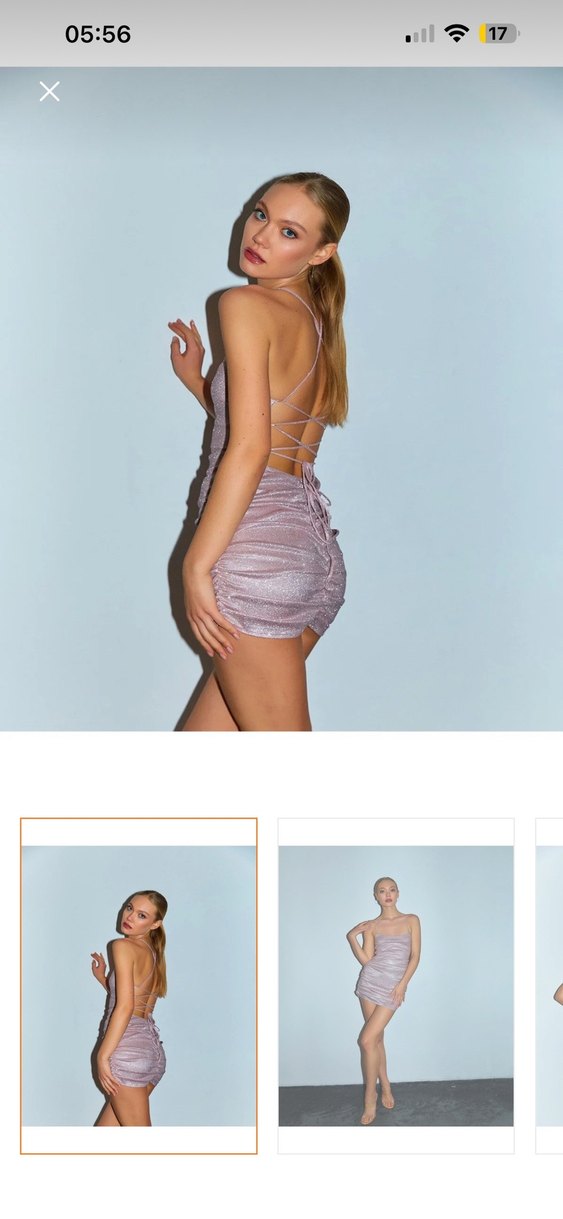 Pembe Straplez Drapeli Mini Elbise - Görsel 3