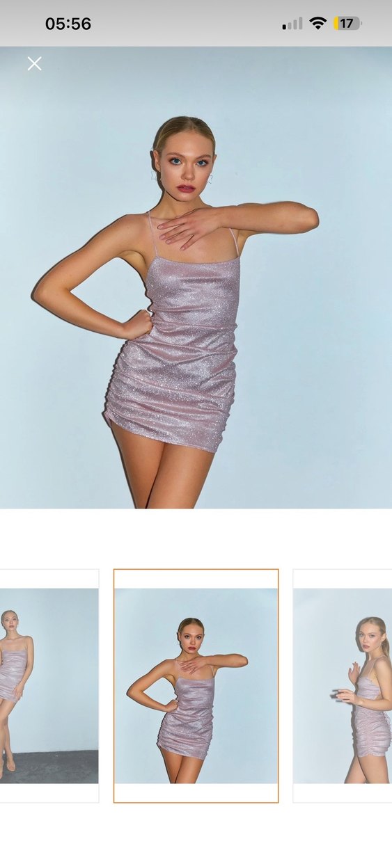 Pembe Straplez Drapeli Mini Elbise - Görsel 2