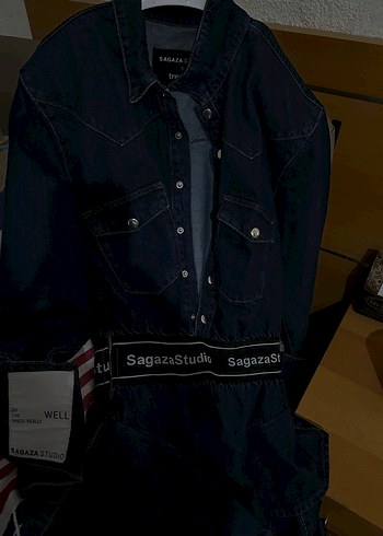 Sagaza Studio Kemerli Kadın Kot elbise - Görsel 3