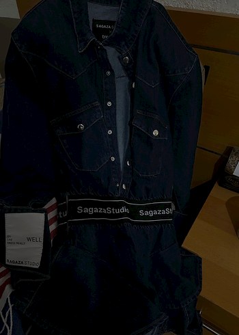 Sagaza Studio Kemerli Kadın Kot elbise - Görsel 2