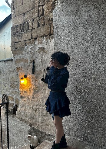 Sagaza Studio Kemerli Kadın Kot elbise - Görsel 4