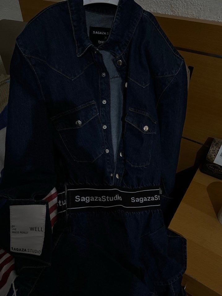 Sagaza Studio Kemerli Kadın Kot elbise - Görsel 3