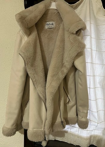 Kürklü Bej Kadın Ceket - Görsel 4