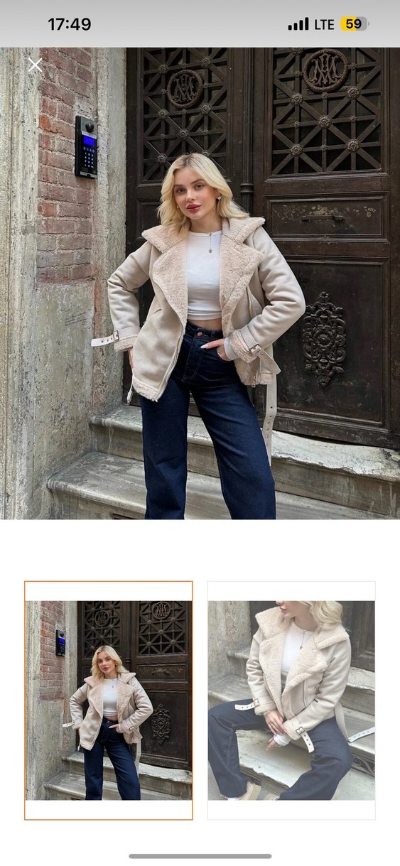 Kürklü Bej Kadın Ceket - Görsel 5