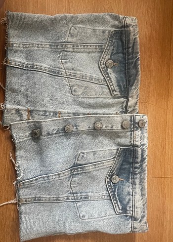 Düğmeli Kot Kısa Kesim Denim Crop - Görsel 2