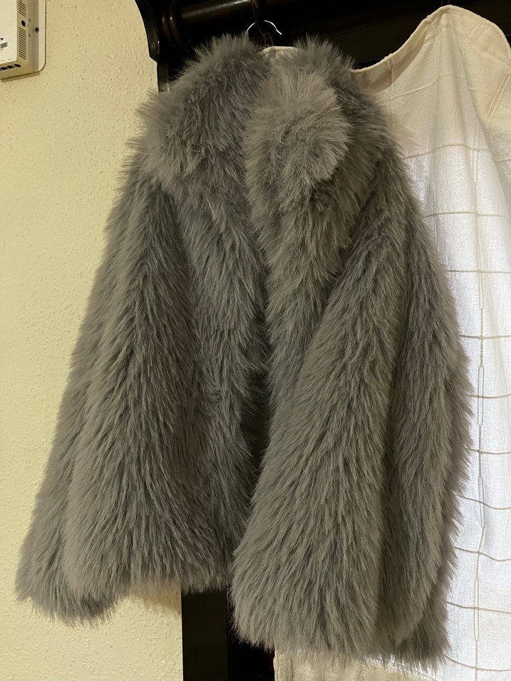 Gri Kadın içi astarlı kürk - Görsel 4