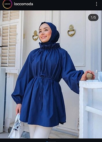 Bel bağlamalı lacivert tunik 