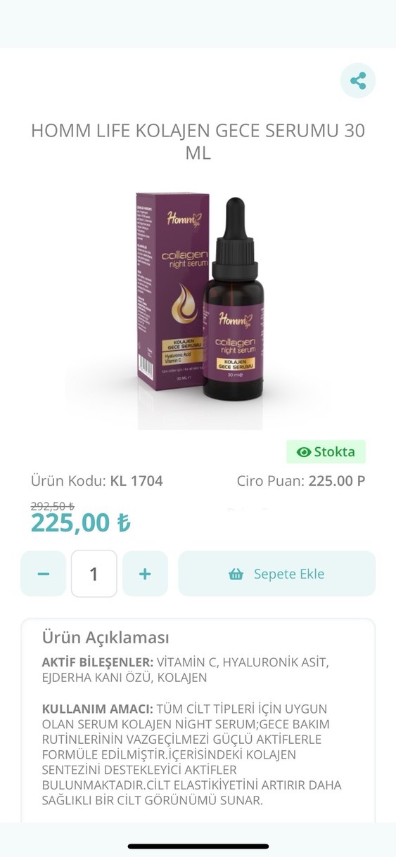 Homm Kolajen Gece Serumu 30ml - Görsel 2
