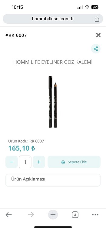 Beden Homm göz kalemi