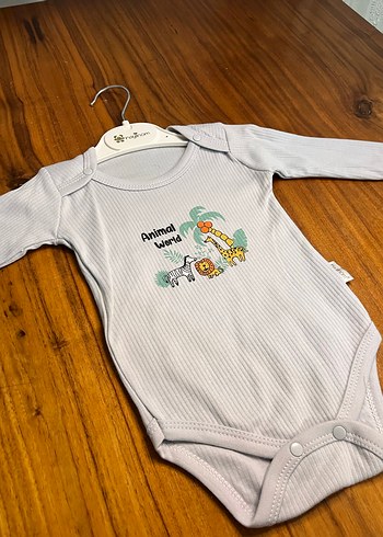 Gri Pamuklu animal Desenli Bebek Takımı - Görsel 2