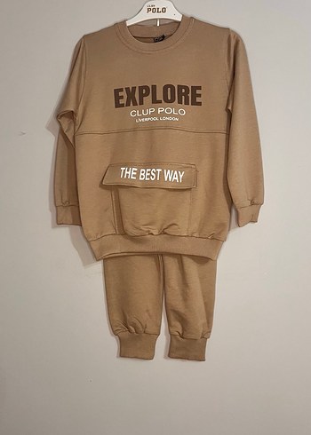 Erkek Çocuk Kahverengi Baskılı Eşofman Takımı - Görsel 4