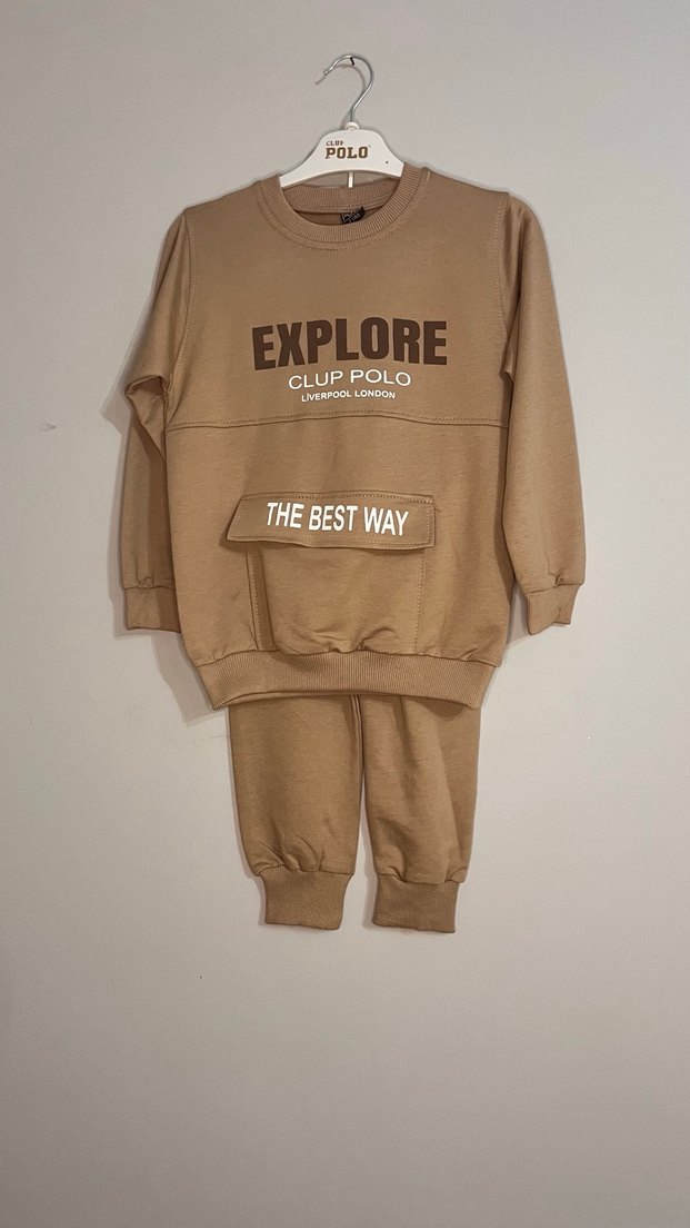 Erkek Çocuk Kahverengi Baskılı Eşofman Takımı - Görsel 4