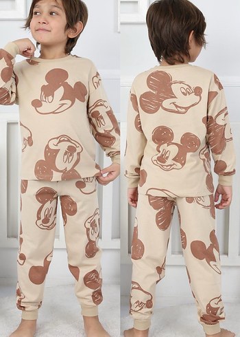 Erkek Çocuk Mickey Baskılı Rahat Pijama Takımı