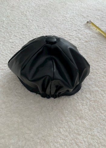 Kadın Siyah Deri Puflu Goth Şapka - Görsel 2