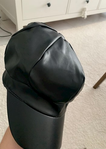 Kadın Siyah Deri Puflu Goth Şapka - Görsel 7