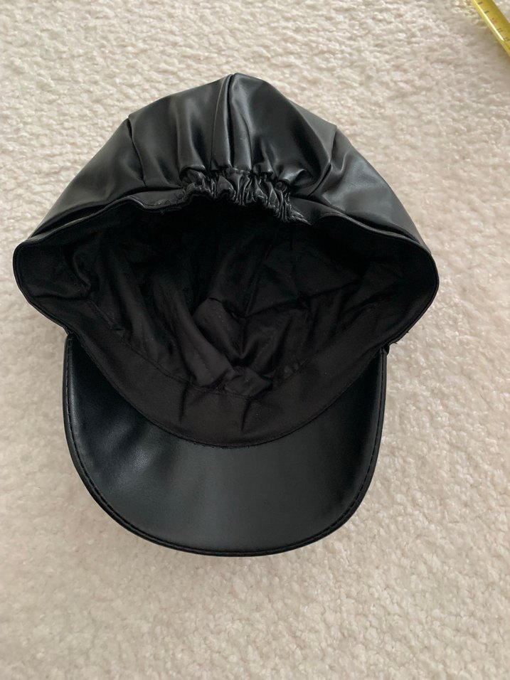 Kadın Siyah Deri Puflu Goth Şapka - Görsel 4