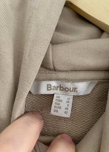 Bej Barbour Baskılı Kapüşonlu Sweatshirt - Görsel 3